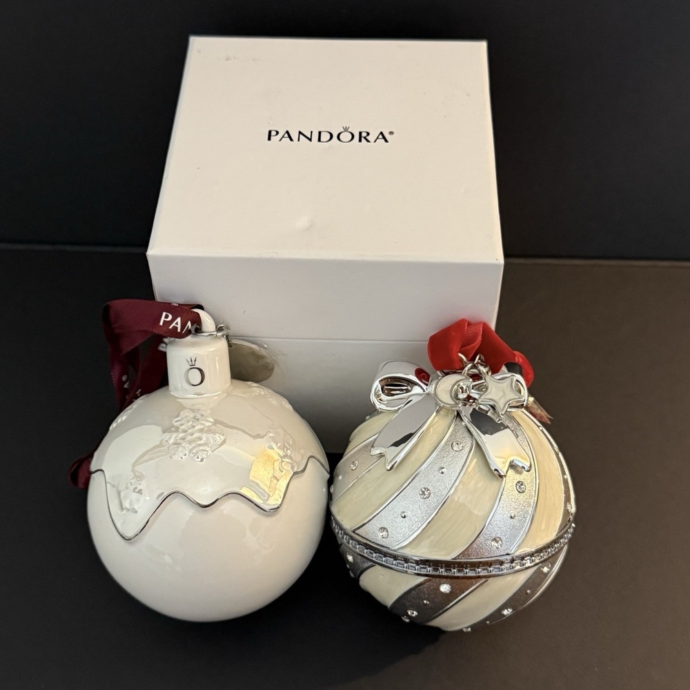 2018 Pandora Christmas Spectacular Rockettes & Snowball Ornaments Gift Box Set/2